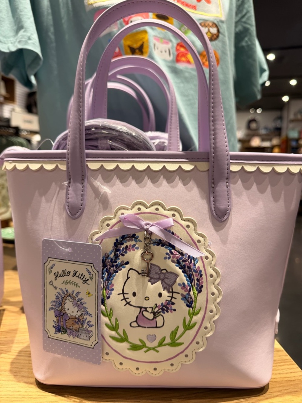 New Sanrio Hello Kitty Lavender Tote with Floral Medallion - Picture 5 of 5